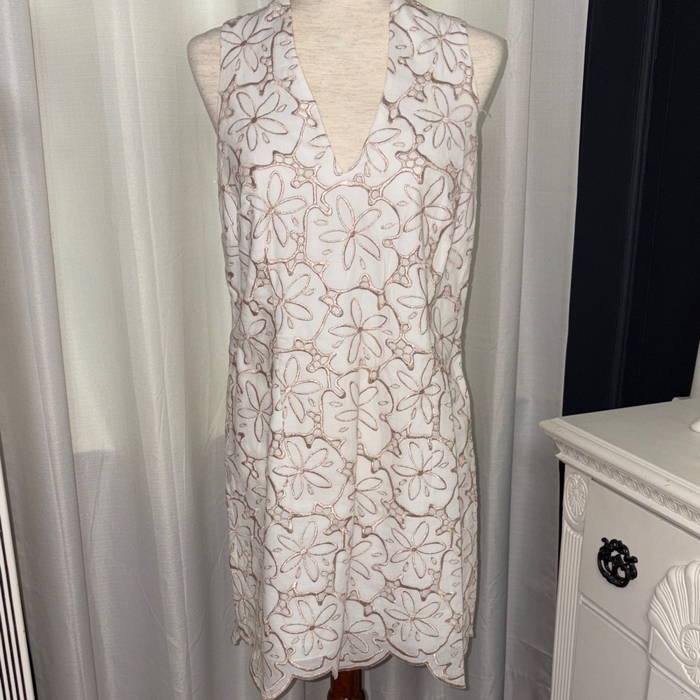 Lilly Pulitzer White & Gold Sand Dollar Midi Dress